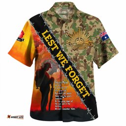 Australia Anzac Day Hawaiian Shirt - Anzac Lest We Forget Quotes Vintage Style Hwaiian Shirt