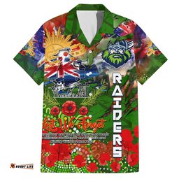 Personalised Australia Rugby Raiders ANZAC Hawaiian Shirt Canberra Scratch Style