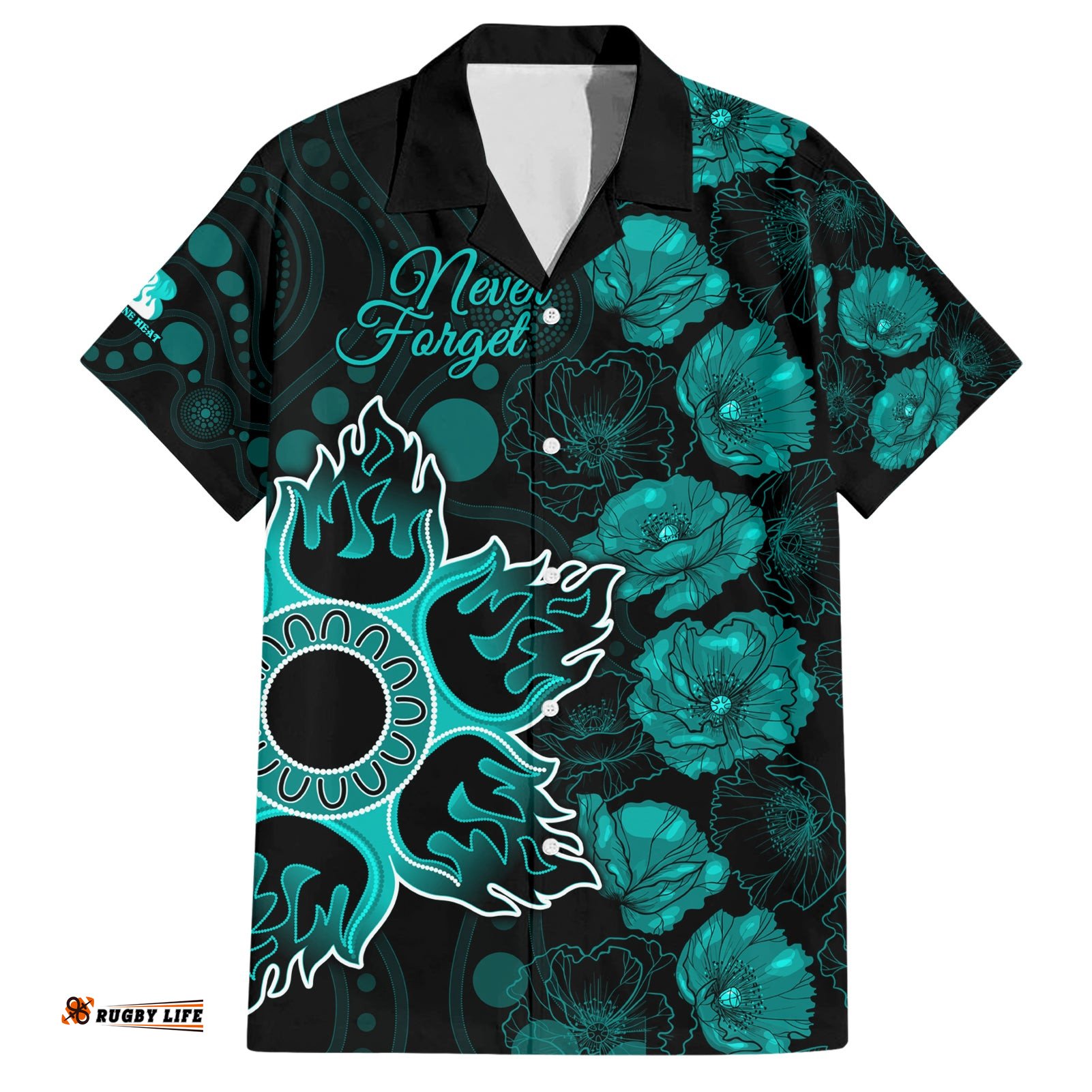 Heat Cricket Never Forget Custom Hawaiian Shirt ANZAC Day with Poppy Aboriginal