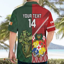 Custom Tonga And Ireland Rugby Hawaiian Shirt Ikale Tahi With Shamrocks
