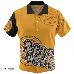 Australia Aboriginal Custom Hawaiian Shirt - Orange Rainbow Serpent Dreaming Inspired Hawaiian Shirt