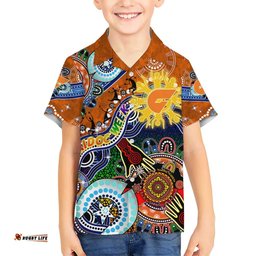 Custom NAIDOC Week 2024 GWS Giants Hawaiian Shirt Australia Aboriginal Dot Painting