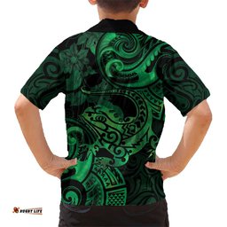 New Zealand Tuatara Hawaiian Shirt Aotearoa Maori Clematis Flowers Green