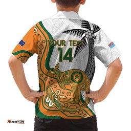 Custom Fiji And Australia Rugby Hawaiian Shirt Fijian Palm Tree Mix Aussie Kangaroo