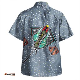Australia Aboriginal Hawaiian Shirt - Stingray Art In Aboriginal Dot Style Inspired Hawaiian Shirt