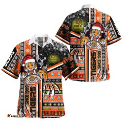 Australia Tigers Hawaiian Shirt - Merry Super Tigers Christmas Scratch Ho Ho Ho Hawaiian Shirt