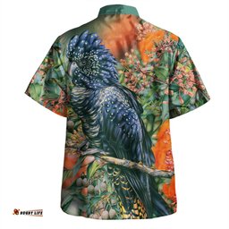 Australia Black Cockatoo Hawaiian Shirt - Black Cockatoo and Flowering Gum Hawaiian Shirt