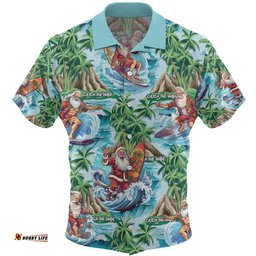 Australia Christmas Surfing Hawaiian Shirt - Funny Santa Surfing Christmas Hawaiian Shirt