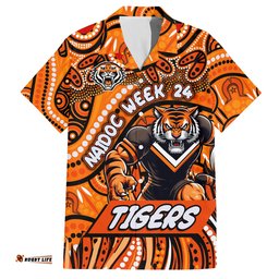 Custom Australia NAIDOC Week 2024 Hawaiian Shirt Wests Tigers Mascot Keep The Fire Burning