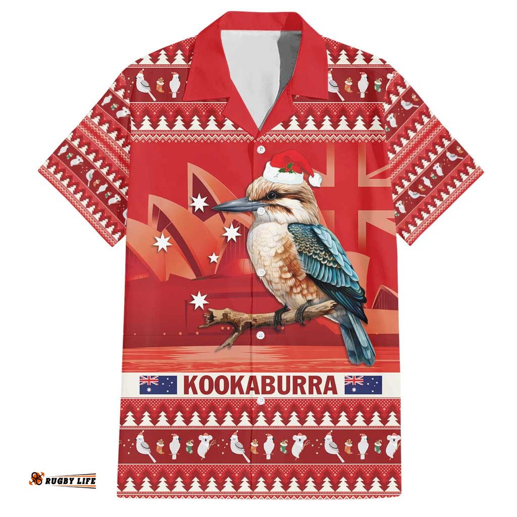 Aussie Kookaburra Hawaiian Shirt Merry Christmas Red Style