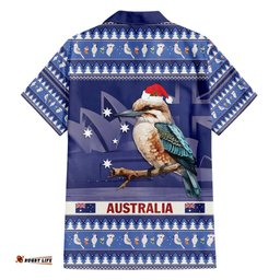Aussie Kookaburra Hawaiian Shirt Merry Christmas Blue Style