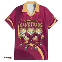Custom QLD Maroons Cane Toad Hawaiian Shirt Queensland Origin No3