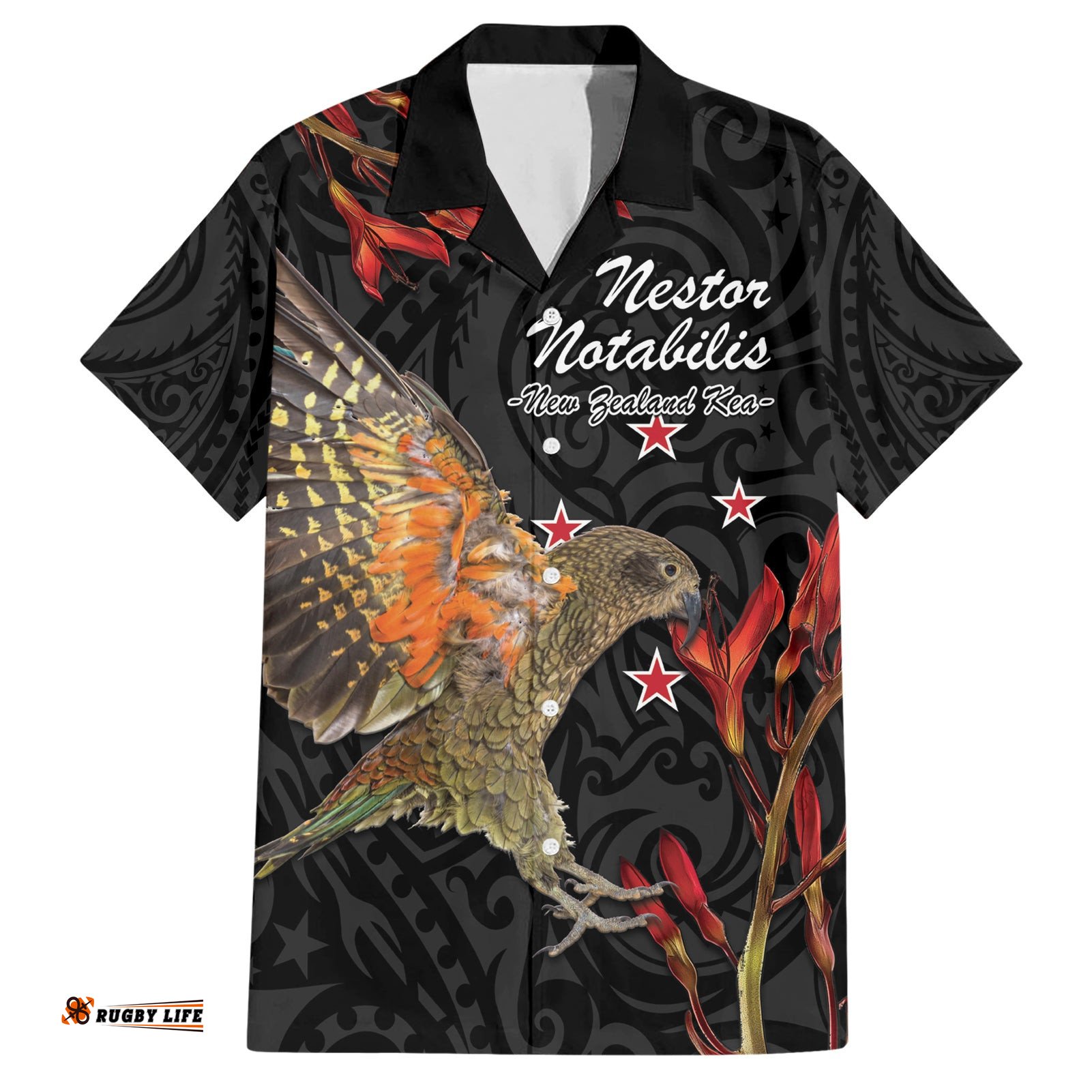 Personalised New Zealand Kea Hawaiian Shirt Nestor Notabilis With Harakeke Maori Pattern