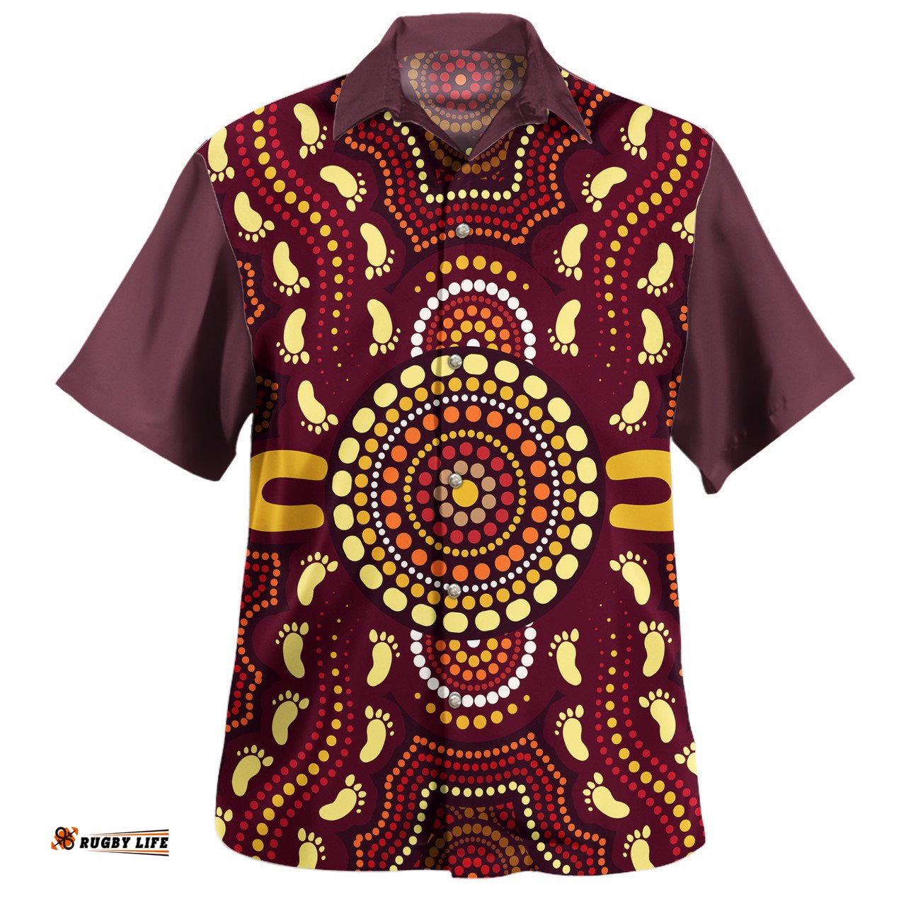 Australia Aboriginal Inspired Hawaiian Shirt - Aboriginal Footprint Art Hawaiian Shirt