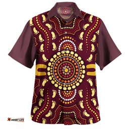 Australia Aboriginal Inspired Hawaiian Shirt - Aboriginal Footprint Art Hawaiian Shirt
