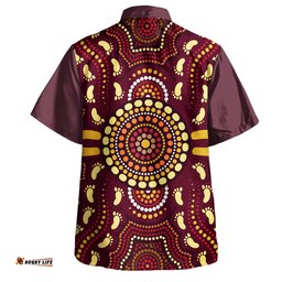 Australia Aboriginal Inspired Hawaiian Shirt - Aboriginal Footprint Art Hawaiian Shirt