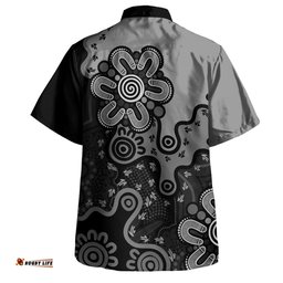 Australia Hawaiian Shirt Aboriginal Style Of Background Blue (Grey,Orange)