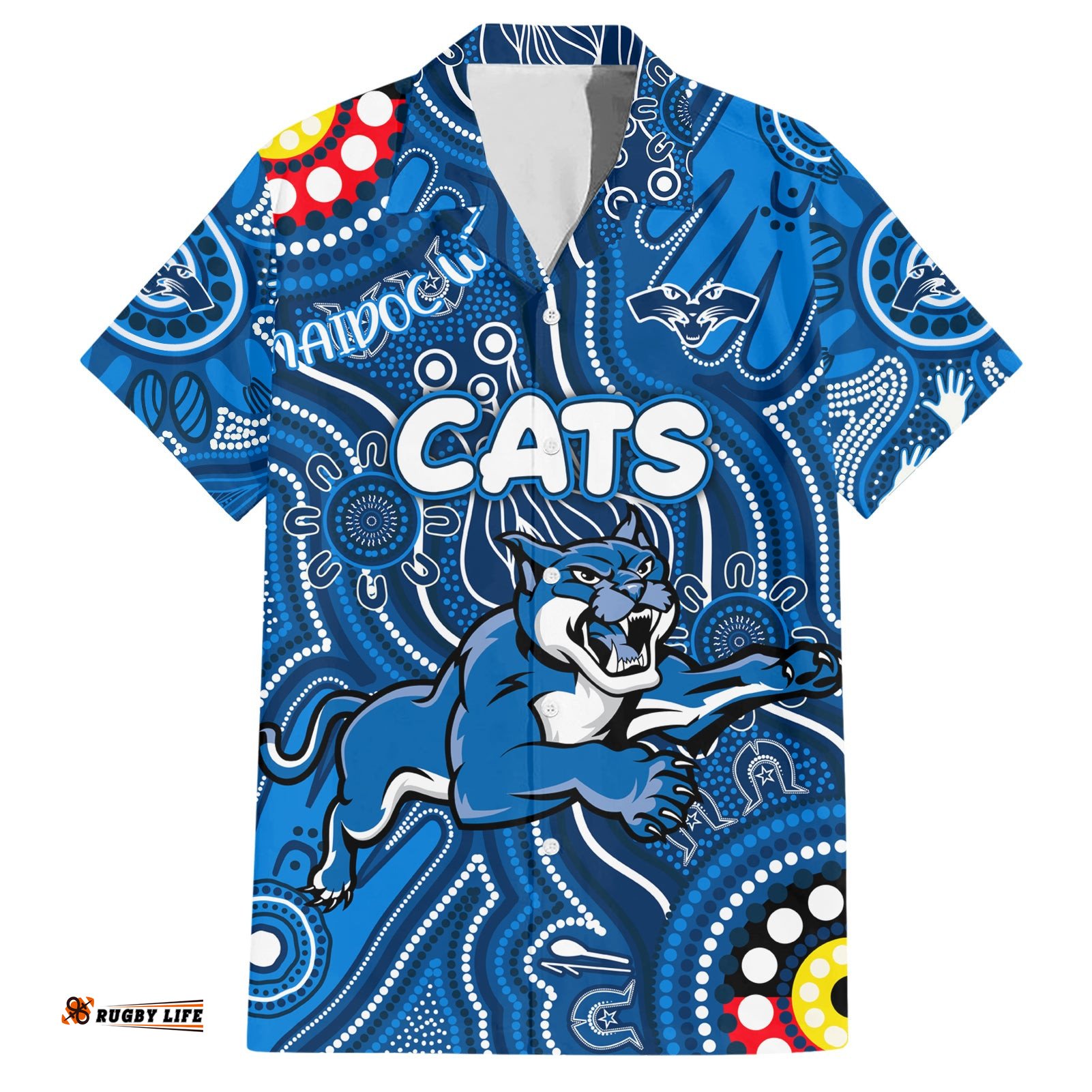 Personalised NAIDOC Week 2024 Geelong Cats Hawaiian Shirt Australian Aboriginal Hand Painting