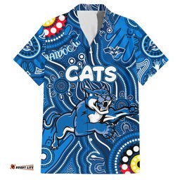 Personalised NAIDOC Week 2024 Geelong Cats Hawaiian Shirt Australian Aboriginal Hand Painting