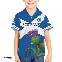 Custom Scotland Cricket Hawaiian Shirt 2024 Scottish Thistle Flag Style