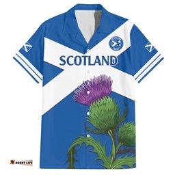 Custom Scotland Cricket Hawaiian Shirt 2024 Scottish Thistle Flag Style