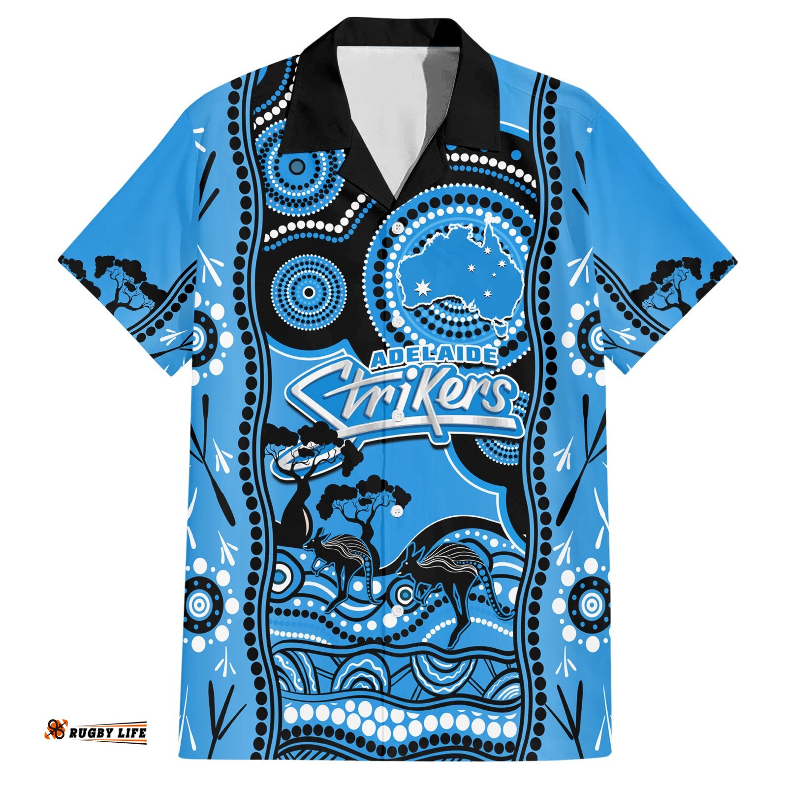 Custom Adelaide Strikers Cricket Hawaiian Shirt Happy Australia Day Aboriginal Art