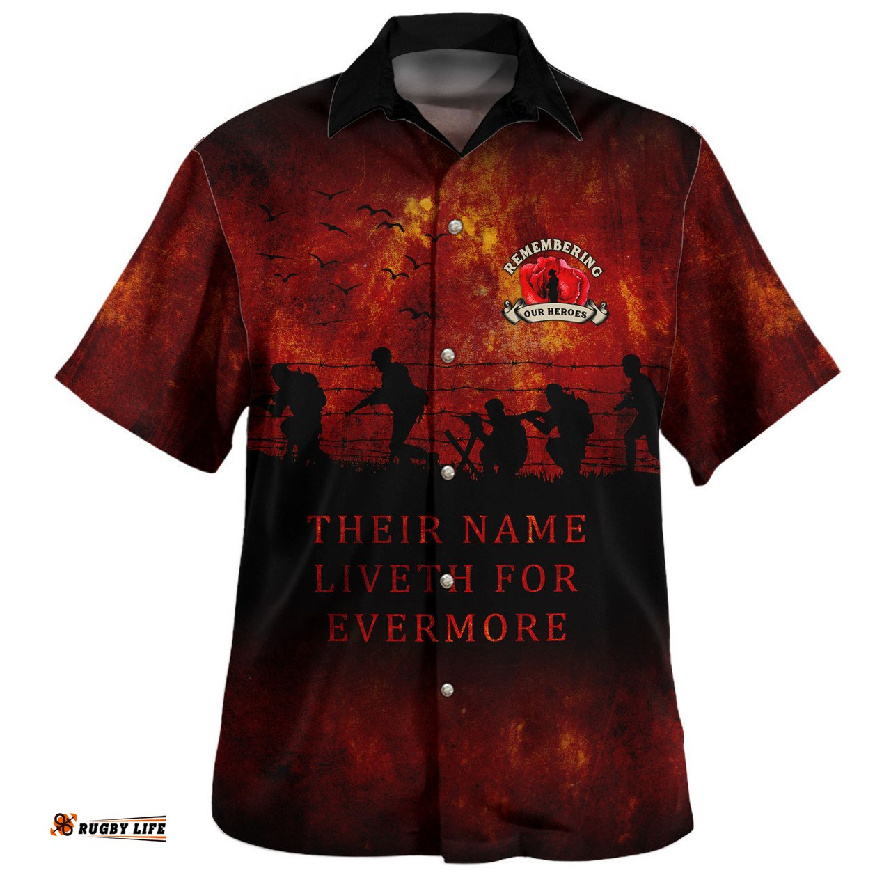 Australia Hawaiian Shirt - Anzac Day Their Name Liveth For Evermore Dark Grunge Style