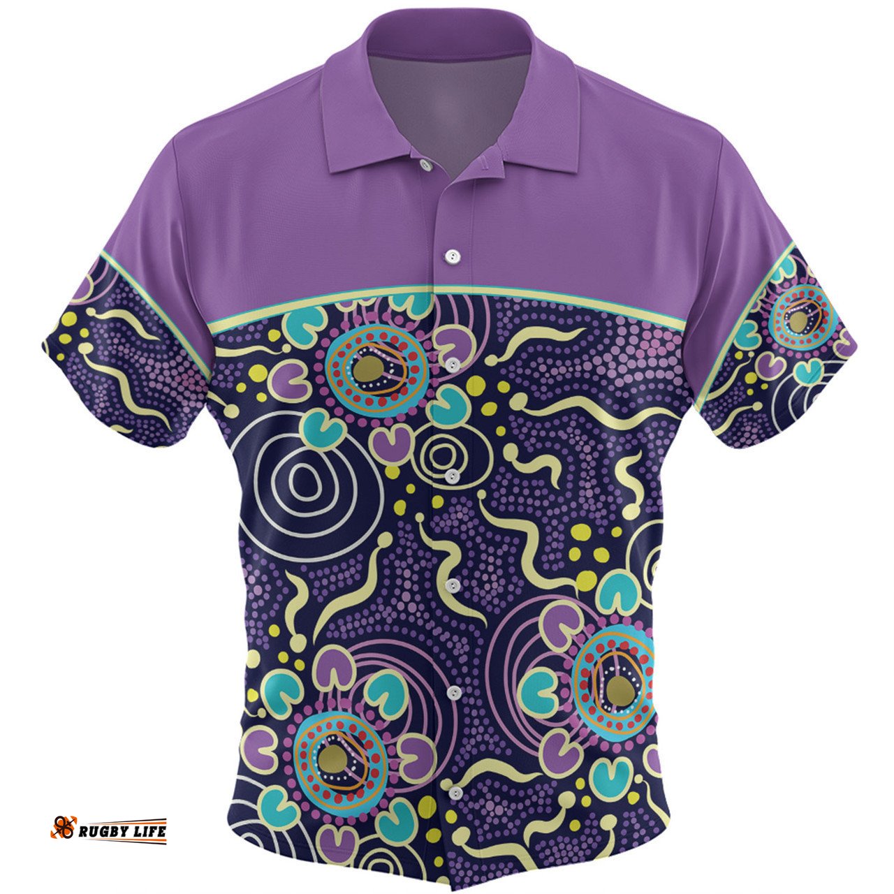 Australia Aboriginal Custom Hawaiian Shirt - Purple Painting With Aboriginal Inspired Dot Hawaiian Shirt