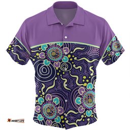Australia Aboriginal Custom Hawaiian Shirt - Purple Painting With Aboriginal Inspired Dot Hawaiian Shirt