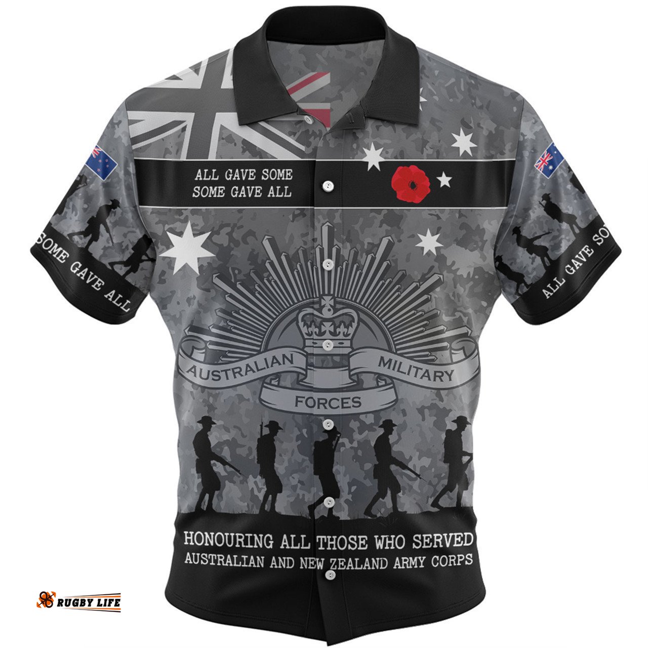 Australia Anzac Day Hawaiian Shirt - Australia and New Zealand Warriors All gave some Some Gave All Black Hawaiian Shirt