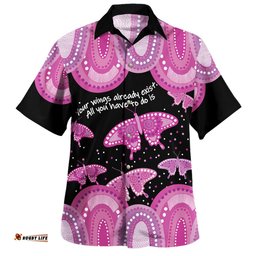 Australia Hawaiian Shirt - Aboriginal Pink Butterflies Art Inspired