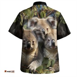 Australia Koala Hawaiian Shirt - Three Koalas with Gum Trees Ver1 Hawaiian Shirt