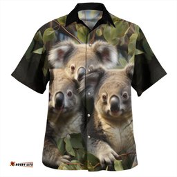 Australia Koala Hawaiian Shirt - Three Koalas with Gum Trees Ver1 Hawaiian Shirt