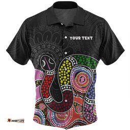 Australia Rainbow Serpent Aboriginal Custom Hawaiian Shirt - Dreamtime Rainbow Serpent Featuring Dot Style Hawaiian Shirt