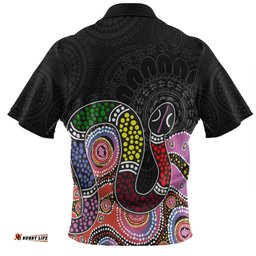 Australia Rainbow Serpent Aboriginal Custom Hawaiian Shirt - Dreamtime Rainbow Serpent Featuring Dot Style Hawaiian Shirt