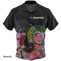 Australia Rainbow Serpent Aboriginal Custom Hawaiian Shirt - Dreamtime Rainbow Serpent Featuring Dot Style Hawaiian Shirt