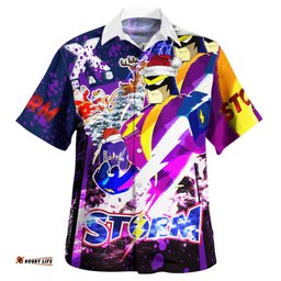 Melbourne Storm Hawaiian Shirt - Merry Christmas Melbourne Storm Man Squad Splash Hawaiian Shirt