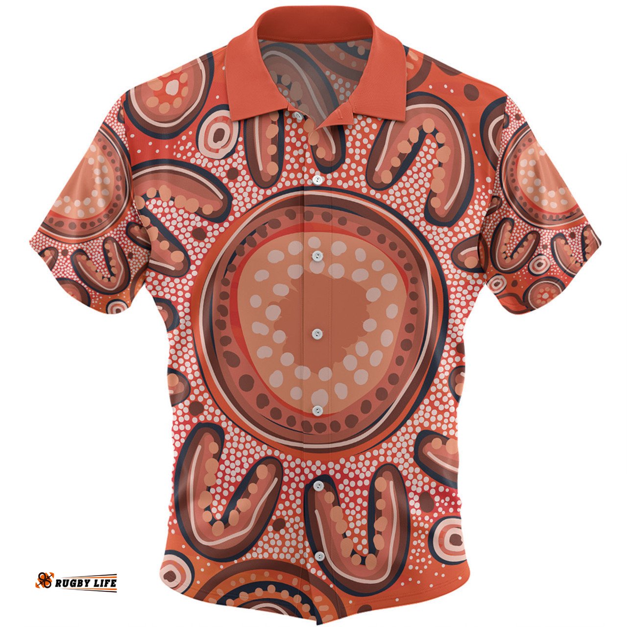 Australia Dot Painting Inspired Aboriginal Hawaiian Shirt - Big Flower Painting With Aboriginal Dot Hawaiian Shirt