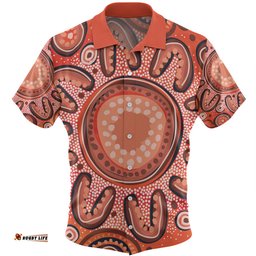 Australia Dot Painting Inspired Aboriginal Hawaiian Shirt - Big Flower Painting With Aboriginal Dot Hawaiian Shirt