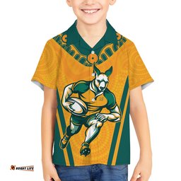 Custom Australia Rugby Hawaiian Shirt Wallabies Mascots Sporty Version