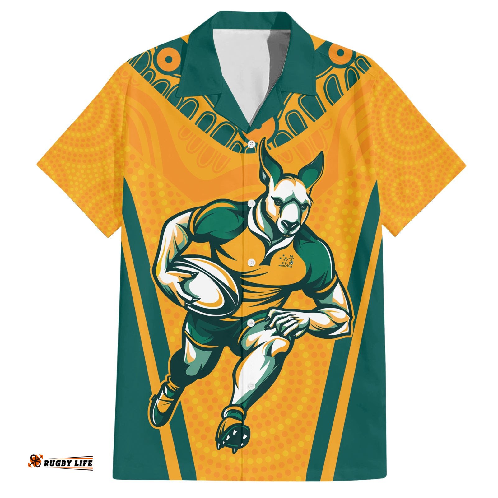 Custom Australia Rugby Hawaiian Shirt Wallabies Mascots Sporty Version