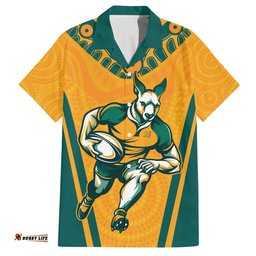 Custom Australia Rugby Hawaiian Shirt Wallabies Mascots Sporty Version