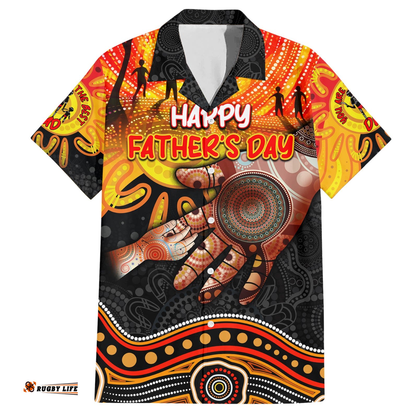Personalised Happy Father's Day Hawaiian Shirt Best Dad Australia Aboriginal