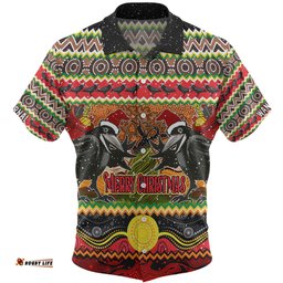Australia Christmas Aboriginal Custom Hawaiian Shirt - Aboriginal Dreamtime Wangkarnal Crows Hawaiian Shirt