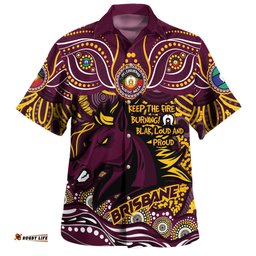 Brisbane Broncos Hawaiian Shirt Celebrating Naidoc Week 2024 Aboriginal Dot Art Inspired