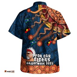 Australia Naidoc Week Custom Hawaiian Shirt - For Our Elders Naidoc Week Snake Aboriginal Painting With Flag (Blue)