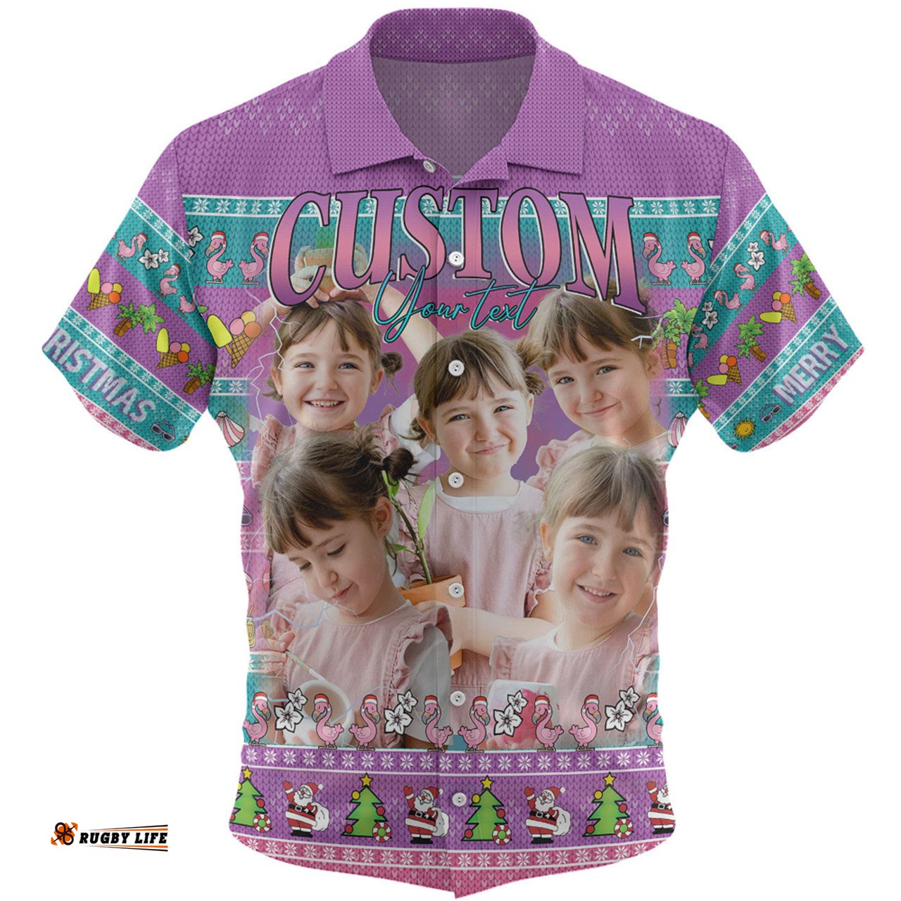 Australia Christmas Custom Hawaiian Shirt - Personalised Purple Summer Vibes Chrissie Present Hawaiian Shirt