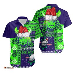 Canberra Raiders Hawaiian Shirt - Christmas Snowflakes New Zealand Warriors Mascot Hawaiian Shirt