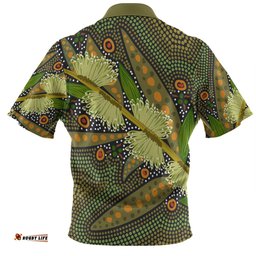 Australia Flowers Aboriginal Hawaiian Shirt - Aboriginal Dot Art Of Australian Native Flower Hakea Sericea Hawaiian Shirt