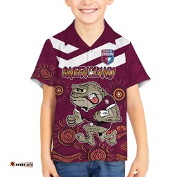Custom QLD Maroons Cane Toad Blooded Aboriginal Inspired Hawaiian Shirt